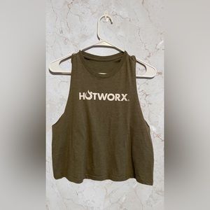 HOTWORX Cropped Olive Green Muscle Tank
